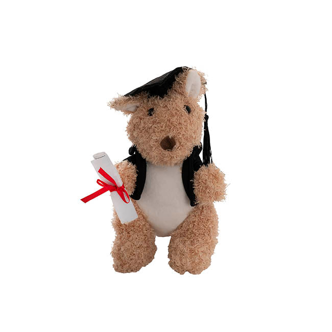 Graduation Kangaroo Skippy Plush Soft Toy Brown (24cmHT)