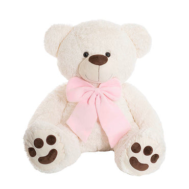 Giant Teddy Bear Wilson w Pink Bow White (115cmHT/80cmST)