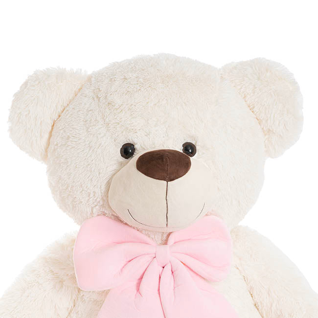 Giant Teddy Bear Wilson w Pink Bow White (115cmHT/80cmST)