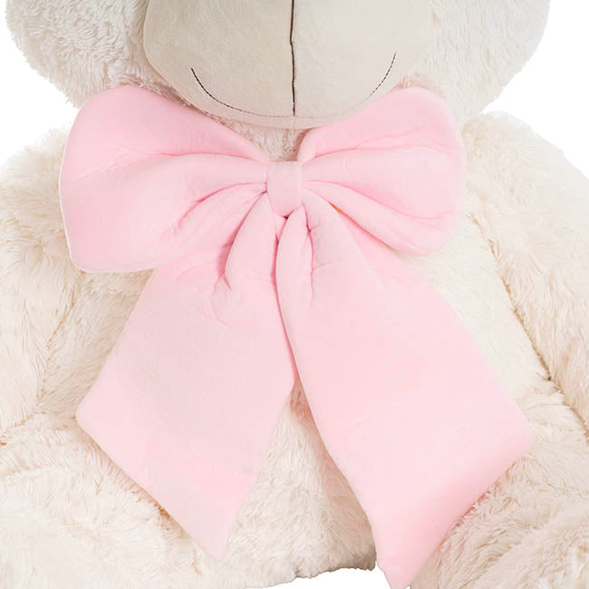 Giant Teddy Bear Wilson w Pink Bow White (115cmHT/80cmST)