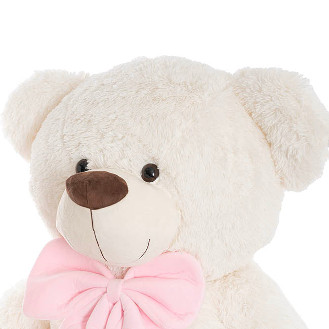 Giant Teddy Bear Wilson w Pink Bow White (115cmHT/80cmST)