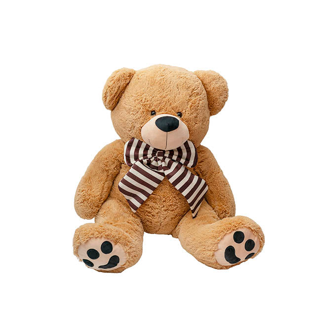 Giant Teddy Bear Wilson w Striped Bow Brown (90cmHT/60cmST)