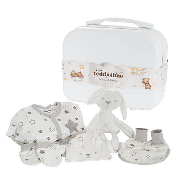 Star Print 100% Cotton Baby Gift Case Set 8 Grey