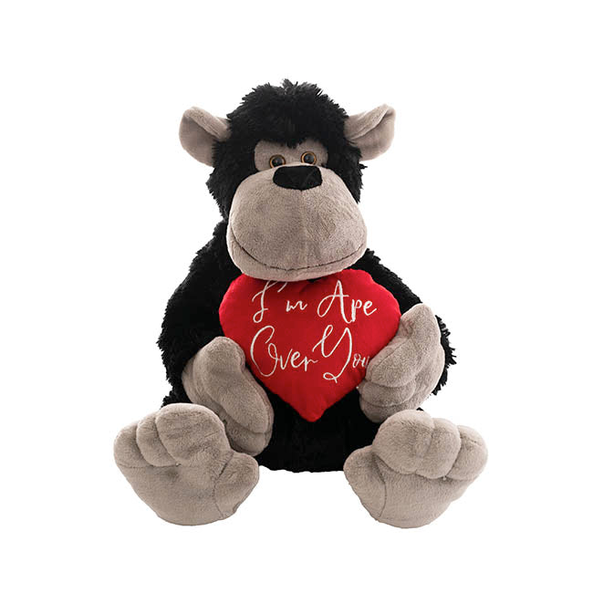 Gorilla George w I'm Ape Over You Heart Plush Black (34cmST)