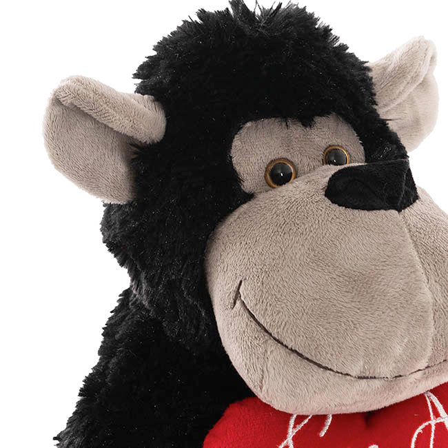 Gorilla George w I'm Ape Over You Heart Plush Black (34cmST)