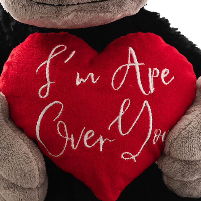 Gorilla George w I'm Ape Over You Heart Plush Black (34cmST)