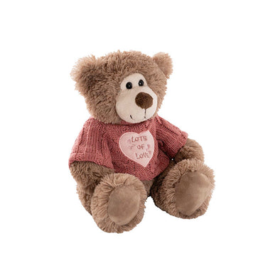 Teddy Bear Walter w Knitted Lots of Love Top Brown (21cmST)