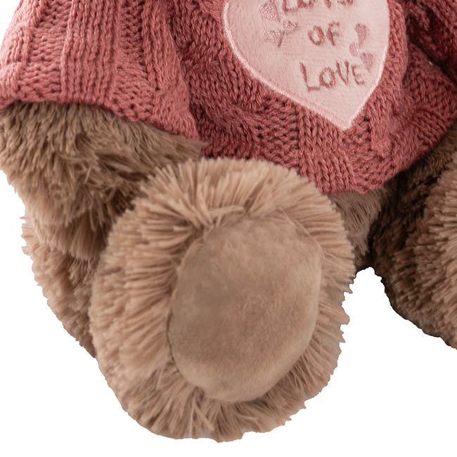 Teddy Bear Walter w Knitted Lots of Love Top Brown (21cmST)