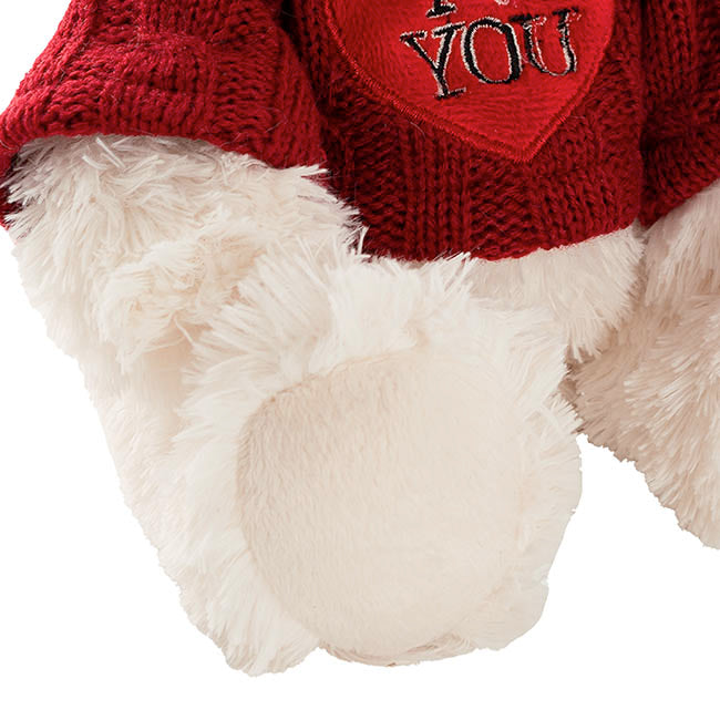 Teddy Bear Walter w Knitted I Love You Top White (21cmST)