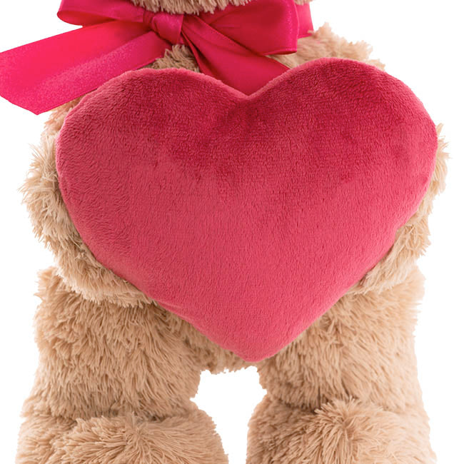 Standing Teddy Bear Eric w Heart Plush Toy Brown (37cmHT)