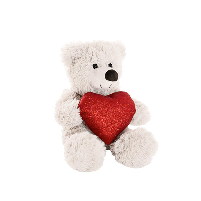 Teddy Bear Nala w Red Love Heart White (20cmST)