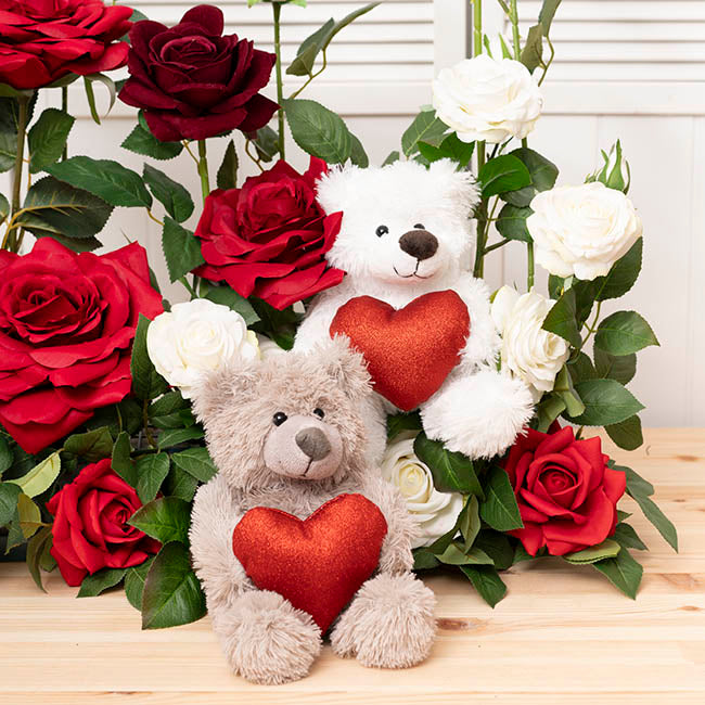 Teddy Bear Nala w Red Love Heart White (20cmST)