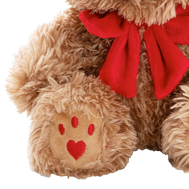 Teddy Bear Aiden w Red Bow Plush Soft Toy Brown (20cmST)