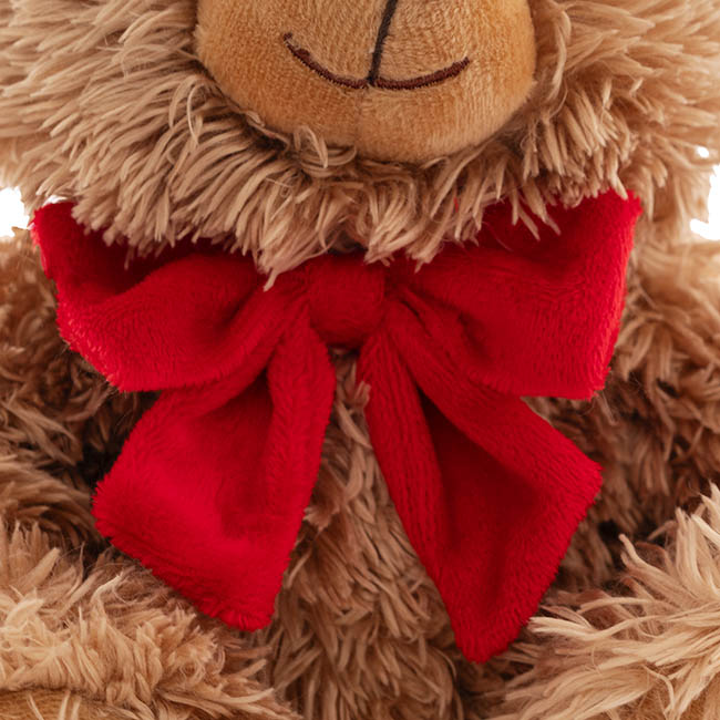 Teddy Bear Aiden w Red Bow Plush Soft Toy Brown (20cmST)