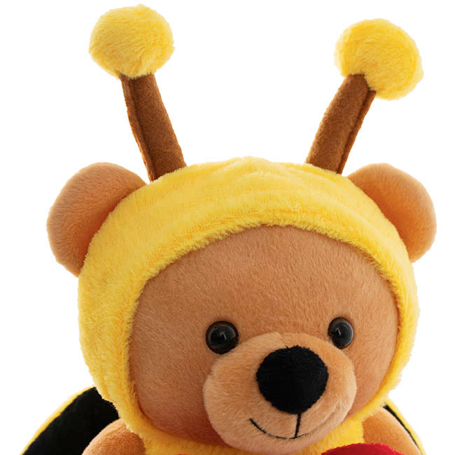 Teddy Bear Jacob w Bee Mine Heart Plush Toy Brown (32cmST)