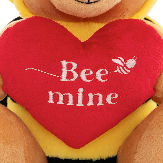 Teddy Bear Jacob w Bee Mine Heart Plush Toy Brown (32cmST)