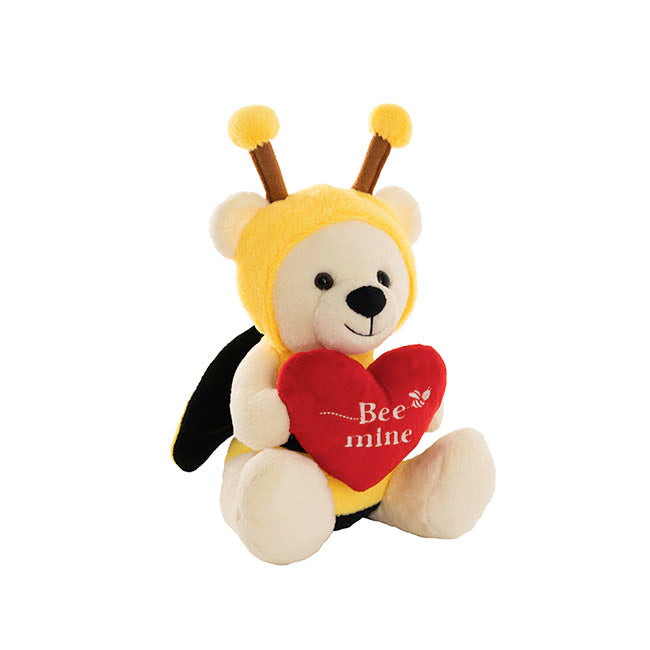 Teddy Bear Jacob w Bee Mine Heart Plush Toy White (32cmST)