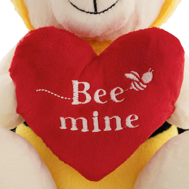 Teddy Bear Jacob w Bee Mine Heart Plush Toy White (32cmST)