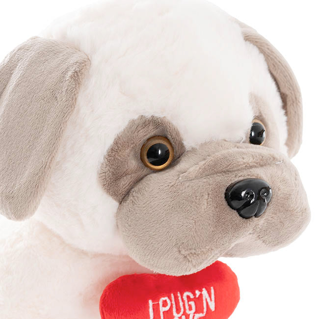 Pug Jack w Love You Heart Plush Soft Toy Cream (26x24cmHT)