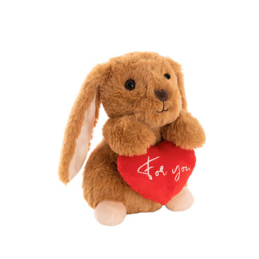 Bunny Rabbit Mochi w For You Heart Plush Toy Brown (20cmHT)