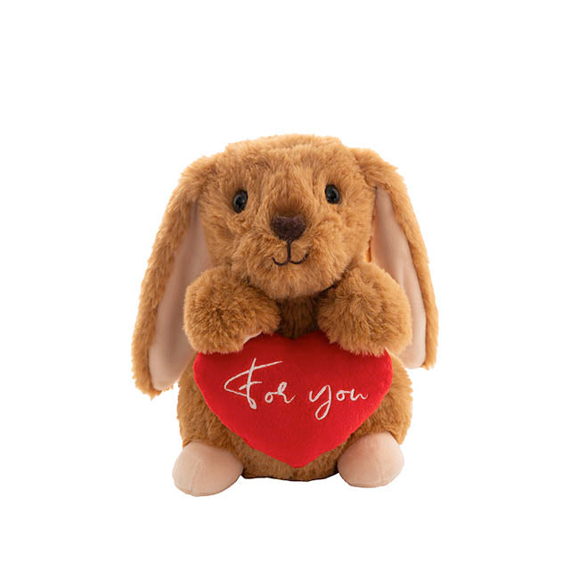 Bunny Rabbit Mochi w For You Heart Plush Toy Brown (20cmHT)