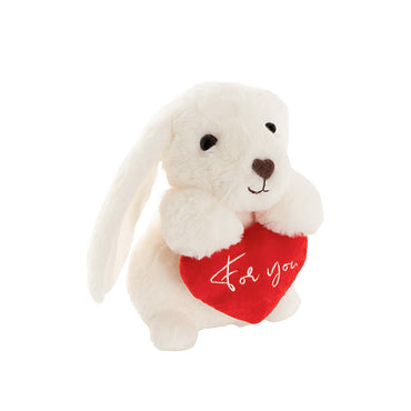 Bunny Rabbit Mochi w For You Heart Plush Toy White (20cmHT)