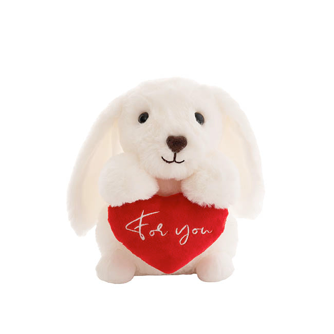 Bunny Rabbit Mochi w For You Heart Plush Toy White (20cmHT)