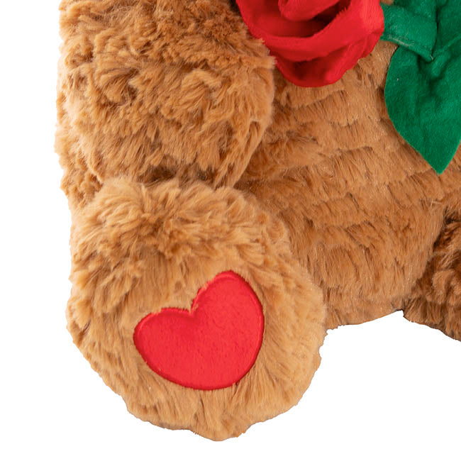 Romantic Charlie Teddy Bear w Rose Plush Toy Brown (31cmST)