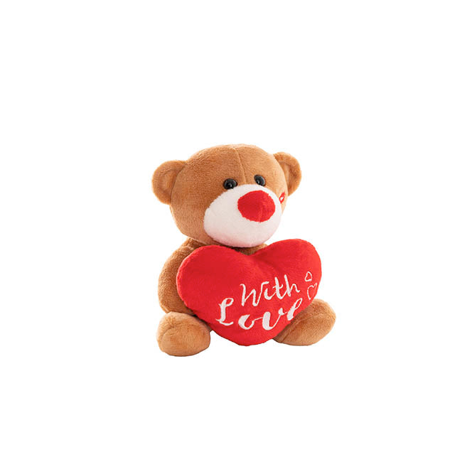 Mini Teddy Bear w With Love Heart Plush Toy Brown (14cmST)