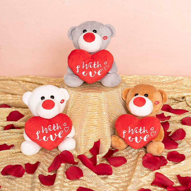 Mini Teddy Bear w With Love Heart Plush Toy Brown (14cmST)