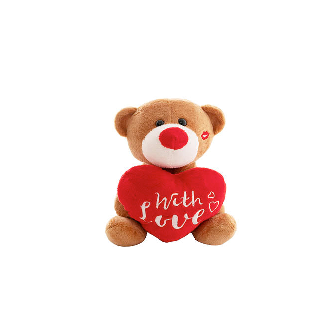 Mini Teddy Bear w With Love Heart Plush Toy Brown (14cmST)