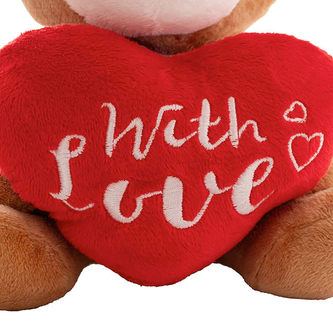 Mini Teddy Bear w With Love Heart Plush Toy Brown (14cmST)