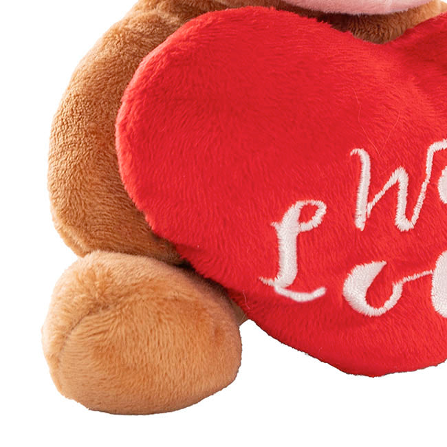 Mini Teddy Bear w With Love Heart Plush Toy Brown (14cmST)