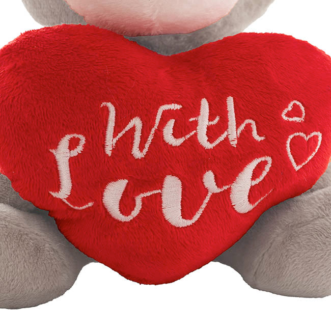 Mini Teddy Bear w With Love Heart Plush Toy Grey (14cmST)