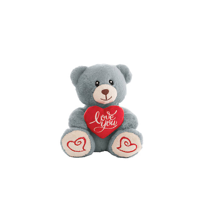 Mini Teddy Bear Alfie w Love You Heart Aegean Blue (14cmST)