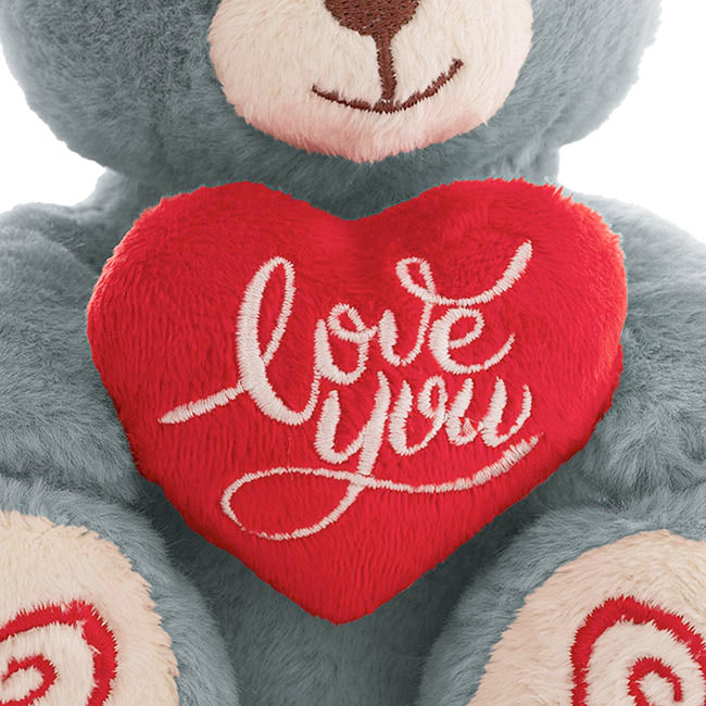 Mini Teddy Bear Alfie w Love You Heart Aegean Blue (14cmST)