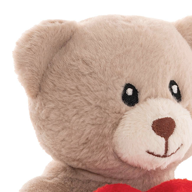 Mini Teddy Bear Alfie w Love You Heart Warm Grey (14cmST)