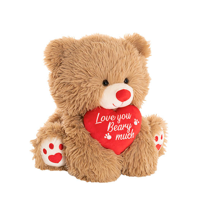 Teddy Bear Cuddles w Love You Beary Much Heart Brown(35cmST)