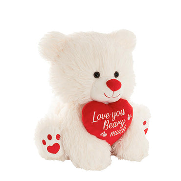 Teddy Bear Cuddles w Love You Beary Much Heart White(35cmST)