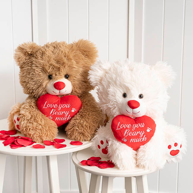 Teddy Bear Cuddles w Love You Beary Much Heart White(35cmST)