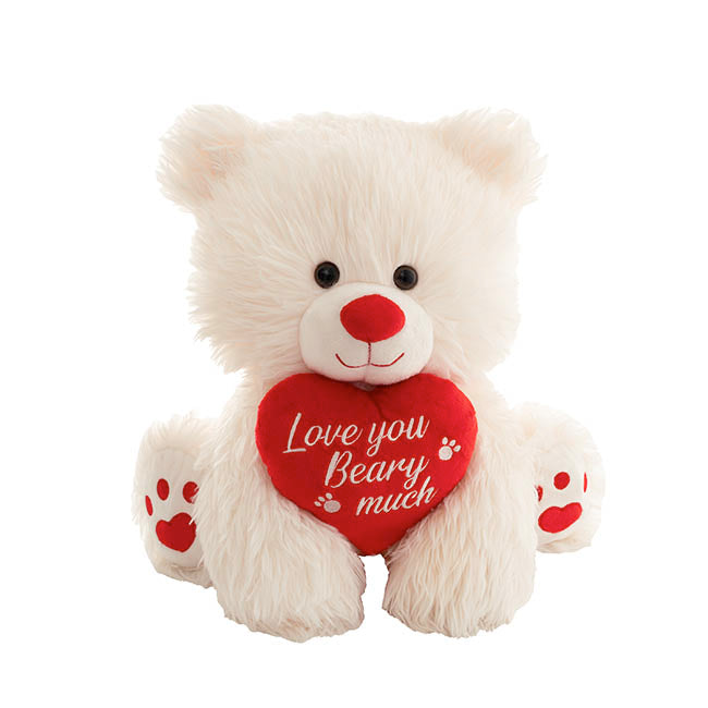 Teddy Bear Cuddles w Love You Beary Much Heart White(35cmST)