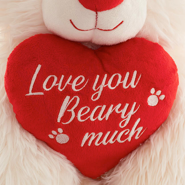 Teddy Bear Cuddles w Love You Beary Much Heart White(35cmST)