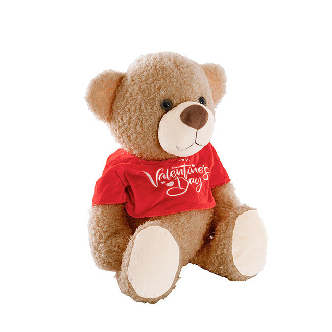 Teddy Bear Corby w Happy Valentine's Day Top Brown (36cmST)