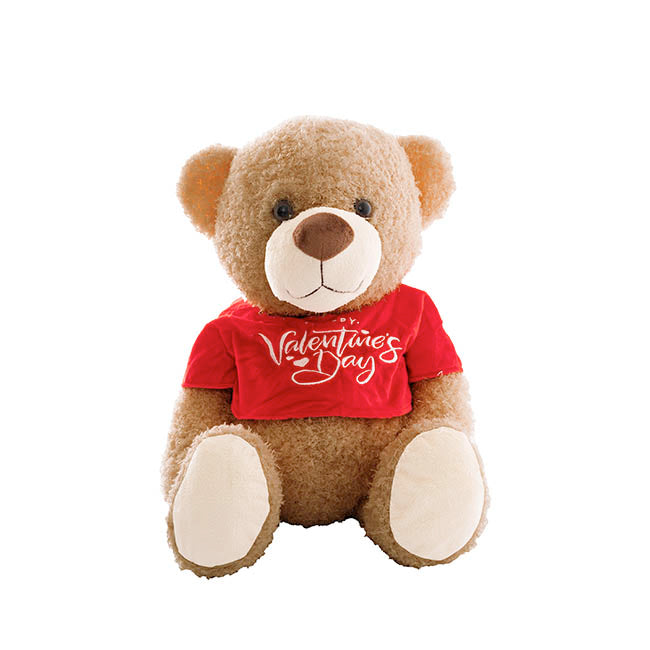 Teddy Bear Corby w Happy Valentine's Day Top Brown (36cmST)