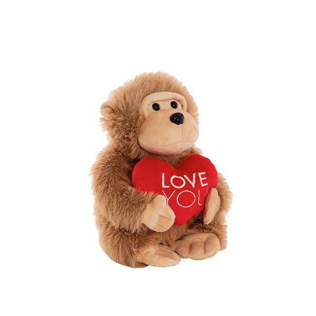 Chimpanzee Chip w Love You Heart Plush Toy Brown (26cmST)