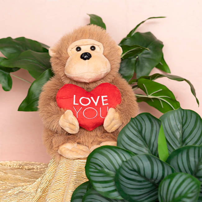 Chimpanzee Chip w Love You Heart Plush Toy Brown (26cmST)