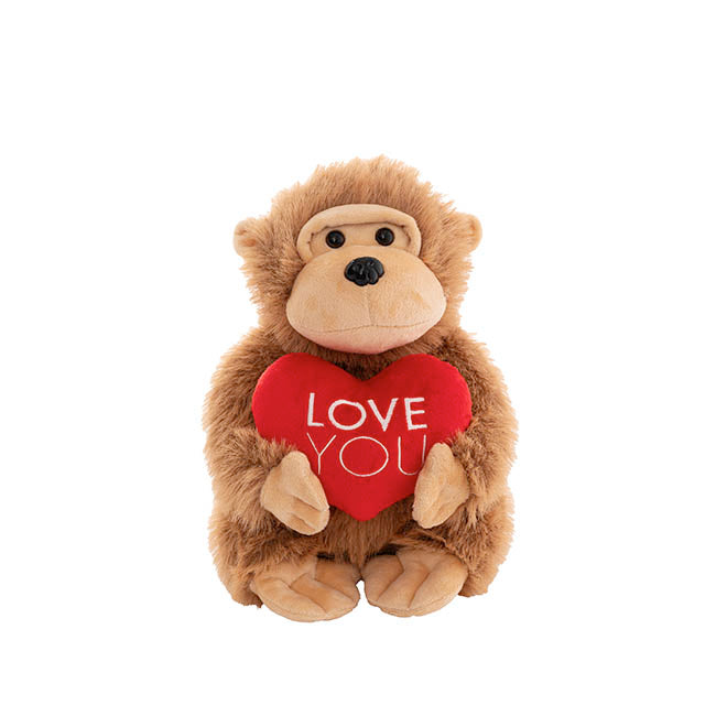 Chimpanzee Chip w Love You Heart Plush Toy Brown (26cmST)