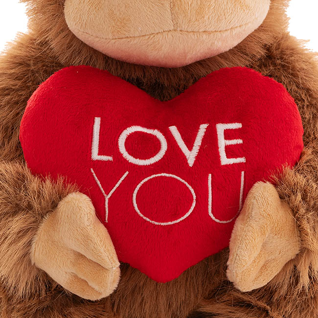 Chimpanzee Chip w Love You Heart Plush Toy Brown (26cmST)