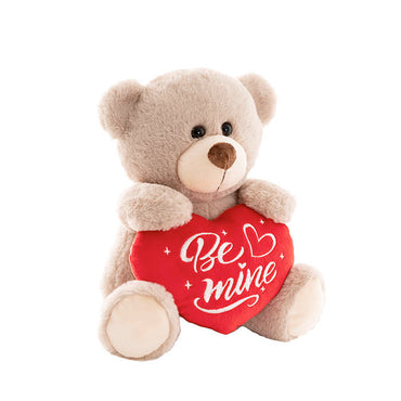 Teddy Bear Chubbs w Be Mine Heart Plush Toy Brown (25cmST)