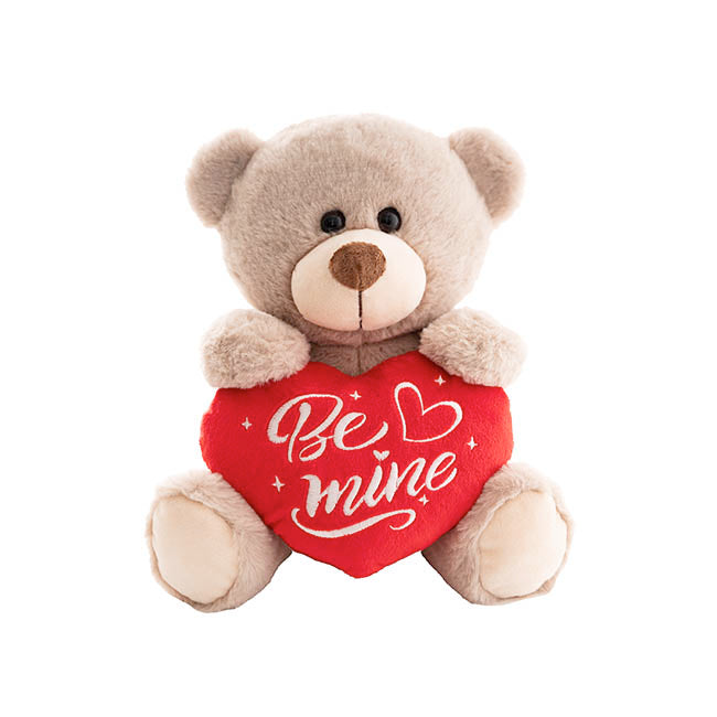 Teddy Bear Chubbs w Be Mine Heart Plush Toy Brown (25cmST)